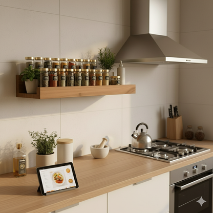 Repisa Flotante Madera Natural: Diseño Minimalista Multiambiente