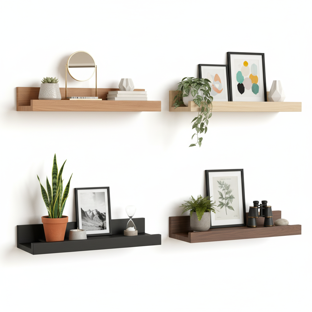 Repisa Flotante Madera Natural: Diseño Minimalista Multiambiente